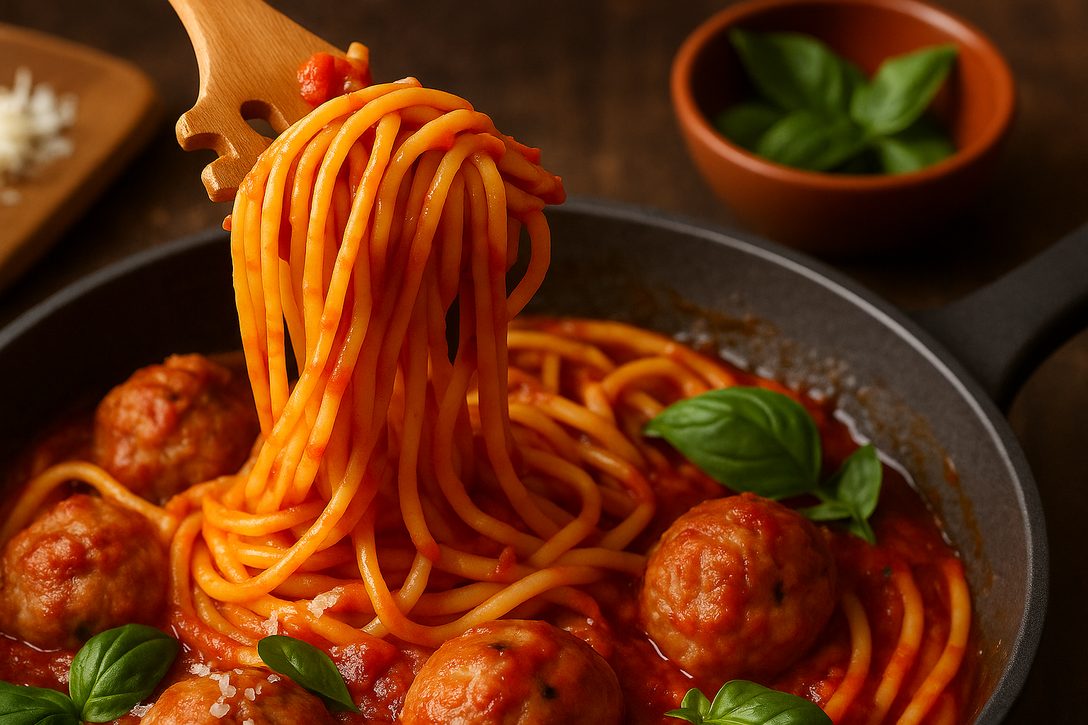 Spaghetti with Tomato Sauce & Turkey Meatballs